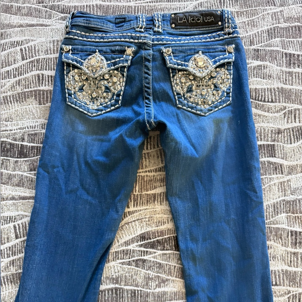 L.A. idol Women's Blue Embellished Jeans